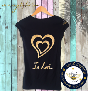 valentine in love t shirt golden hearts